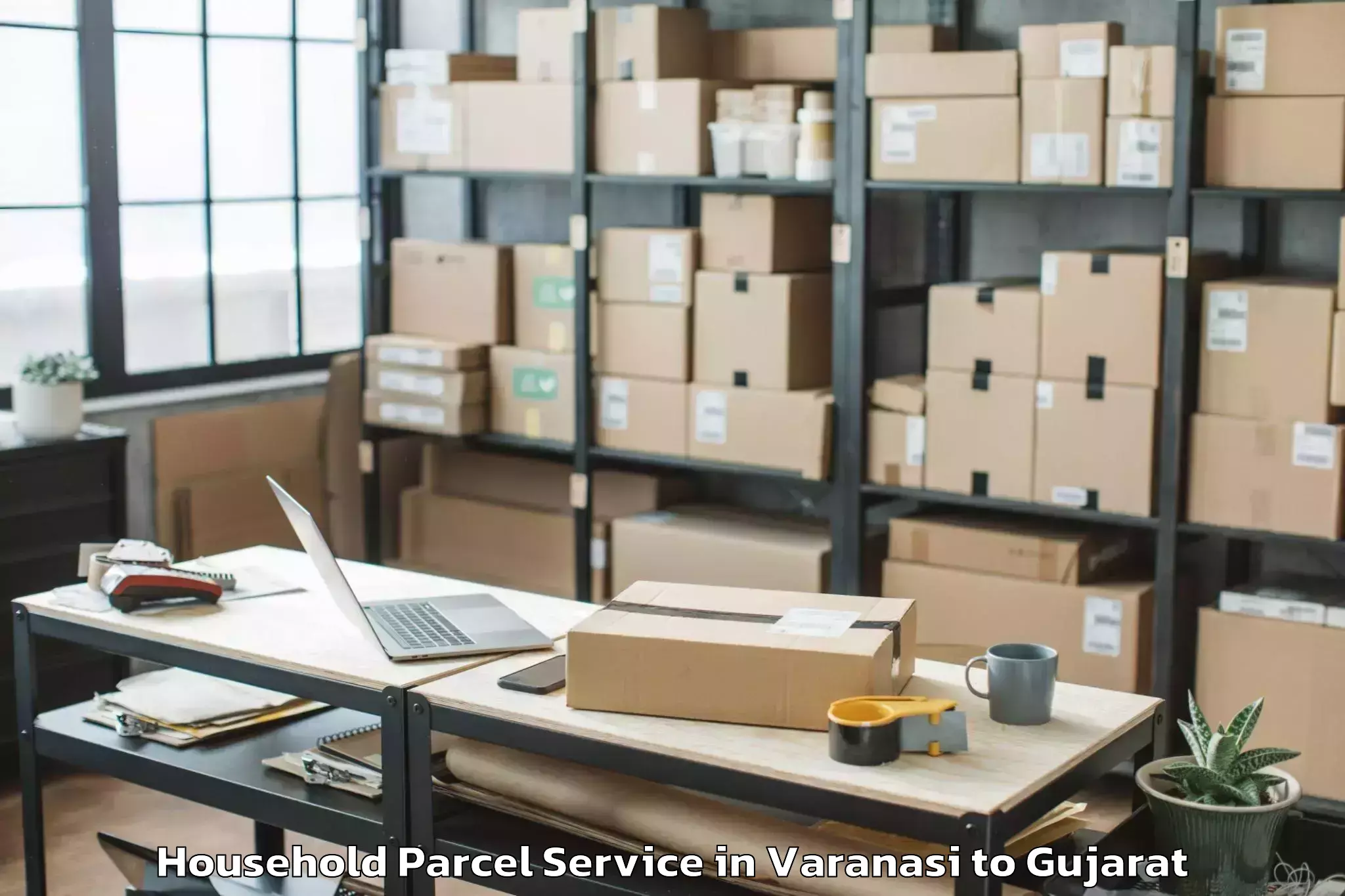 Professional Varanasi to Thasra Household Parcel